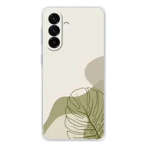 Силиконовый чехол с принтом в цветах на Samsung Galaxy A56 5G (Зеленая монстера дизайн)