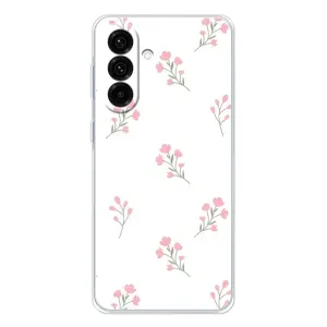 Чехол с цветочным принтом на Гелекси А56 5G (Розовые цветы)