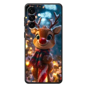 Яркий чехол для Samsung Galaxy A57 с Зимними Оленятами (Олень с шарфом)