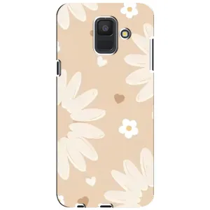 Чохол з квітковим принтом на Samsung A6 2018, А600F (Бежеві квіти)