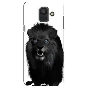 Чехлы с картинками животных Samsung Galaxy A6 2018, A600F (Черный ЛЕВ)