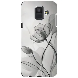 Чохол з квітковим принтом на Samsung A6 2018, А600F (Чорні квіти)