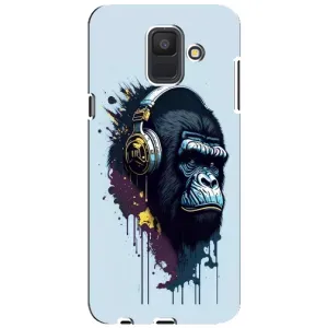 Чехол с Обезьянами Samsung Galaxy A6 2018, A600F - (AlphaPrint) (Горилла в наушниках)
