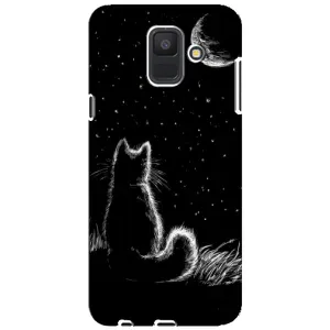 Чехол с принтом для Samsung Galaxy A6 2018, A600F (AlphaPrint) Модные коты (Котик и луна)