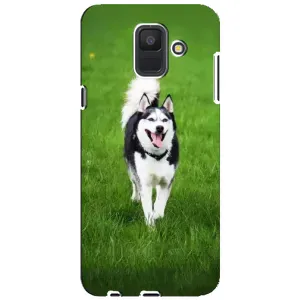 Чехол с Хаски для Samsung Galaxy A6 2018, A600F - (AlphaPrint) (Радостный Хаски)