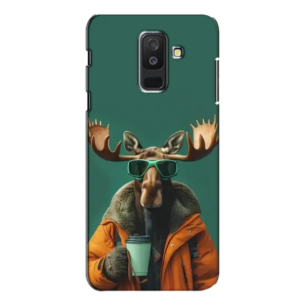 Чохол з принтом «Лось з кавою» для Samsung Galaxy A6 Plus 2018 (A605)