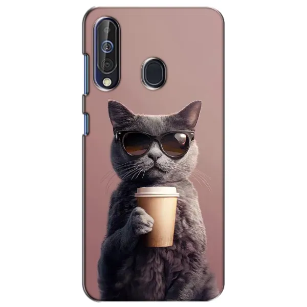 Чехол с принтом «Кот с кофе» для Samsung Galaxy A60 2019 (A605F)