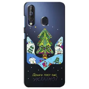 Зимні Чохли для Самсунг Гелексі А60 2019 (А605Ф) - прозорий фон (Різдвяний герб)