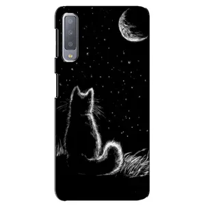 Чохол з принтом для Samsung Galaxy A7-2018, A750 (AlphaPrint) Модні коти (Котик і місяць)