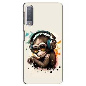 Чохол з Мавпами Samsung Galaxy A7-2018, A750 - (AlphaPrint) (Макака в навушниках)