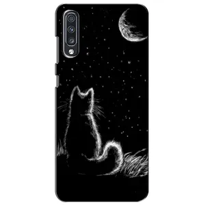 Чехол с принтом для Samsung Galaxy A70 2019 (A705F) (AlphaPrint) Модные коты (Котик и луна)