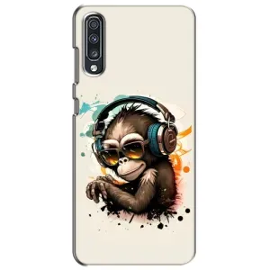 Чехол с Обезьянами Samsung Galaxy A70 2019 (A705F) - (AlphaPrint) (Макака в наушниках)
