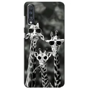Силиконовый чехол с КАРТИНКАМИ лето для Samsung Galaxy A70 2019 (A705F) (AlphaPrint) (Жирафы в очках)