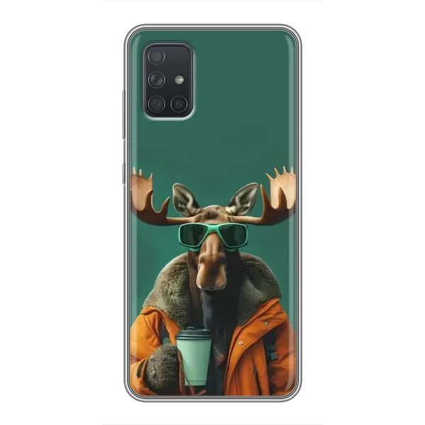 Чехол с принтом «Лось с кофе» для Samsung Galaxy A71 (A715)