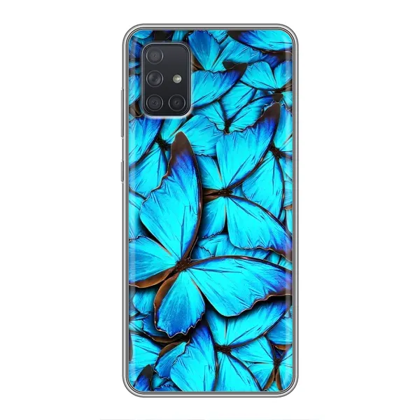Чехол с принтом «Синие бабочки» для Samsung Galaxy A71 (A715)