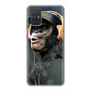 Чохол з Мавпами Samsung Galaxy A71 (A715) - (AlphaPrint) (В навушниках)