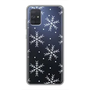 Зимні Чохли для Samsung Galaxy А72 - прозорий фон (Білі сніжинки)