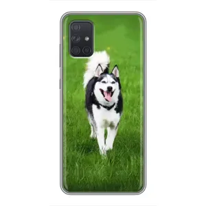 Чехол с Хаски для Samsung Galaxy A72 - (AlphaPrint) (Радостный Хаски)