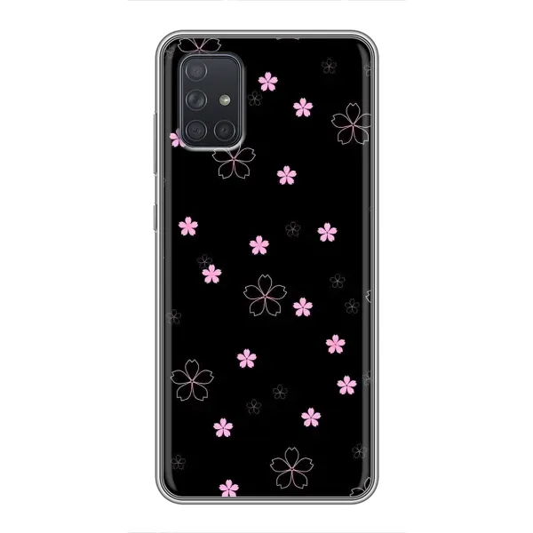 Чехол с принтом «Розовые цветы на черном» для Samsung Galaxy A72