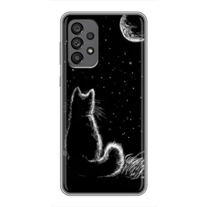 Чохол з принтом для Samsung Galaxy A73 (5G) (AlphaPrint) Модні коти (Котик і місяць)