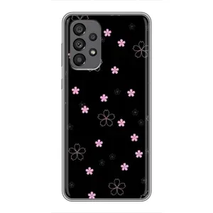 Чохол з розовим принтом для Samsung Galaxy A73 (5G) (Рожеві квіти на чорному)