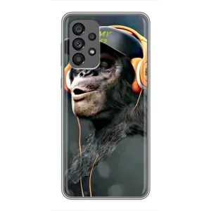 Чохол з Мавпами Samsung Galaxy A73 (5G) - (AlphaPrint) (В навушниках)