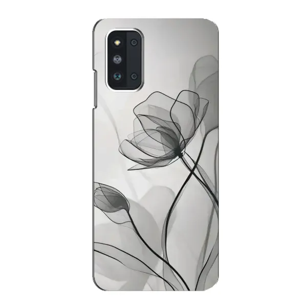 Чехол с принтом «Черные цветы» для Samsung Galaxy F52 5G (E526)