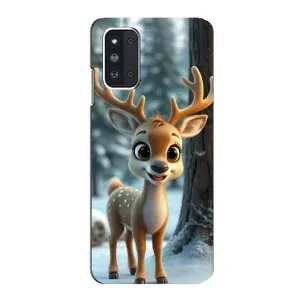 Яскравий чохол для Samsung Galaxy F52 5G (E526) з Зимові Оленята (Оленятко в лісі)