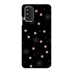 Чохол з розовим принтом для Samsung Galaxy F52 5G (E526) (Рожеві квіти на чорному)