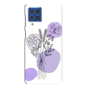 Силконовий чохол з принтом в квітах на Samsung Galaxy F62 (Букет фіолетова абстракція)
