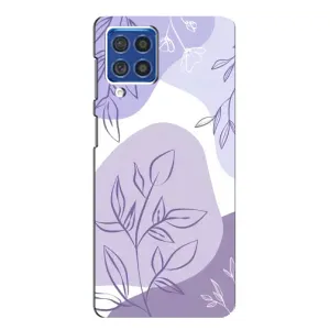 Силконовий чохол з принтом в квітах на Samsung Galaxy F62 (Фіолетове листя абстракція)