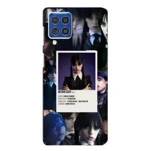 Чехлы Венсдей на Samsung Galaxy F62 Уэнсдей (AlphaPrint) (коллаж Уэнздей)