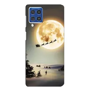 Новорічні, Святкові Чохли для Samsung Galaxy F62 - 2024 год (Санта на місяці)