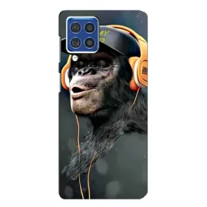Чохол з Мавпами Samsung Galaxy F62 - (AlphaPrint) (В навушниках)