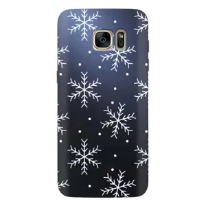 Зимні Чохли для Самсунг S7 Еdge, G935 - прозорий фон (Білі сніжинки)