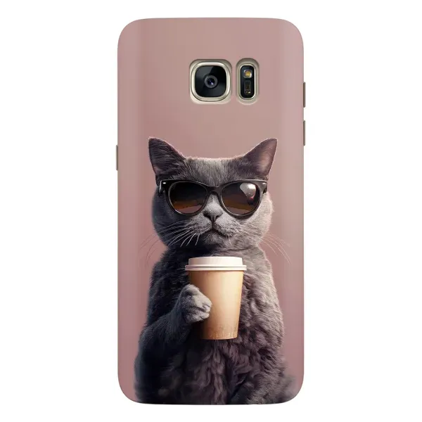 Чохол з принтом «Кіт з кавою» для Samsung Galaxy S7 Edge (G935)