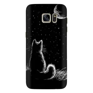 Чохол з принтом для Samsung Galaxy S7 Еdge / G935 (AlphaPrint) Модні коти (Котик і місяць)