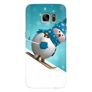 Новорічні Чохли для Самсунг S7 Еdge, G935 (VPrint) (Сніговик на лижах)