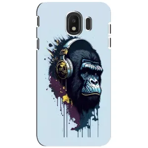 Чехол с Обезьянами Samsung Galaxy J4 2018, SM-J400F - (AlphaPrint) (Горилла в наушниках)