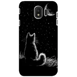 Чохол з принтом для Samsung Galaxy J4 2018, SM-J400F (AlphaPrint) Модні коти (Котик і місяць)