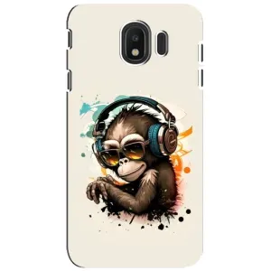 Чехол с Обезьянами Samsung Galaxy J4 2018, SM-J400F - (AlphaPrint) (Макака в наушниках)