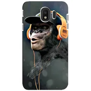 Чехол с Обезьянами Samsung Galaxy J4 2018, SM-J400F - (AlphaPrint) (В наушниках)