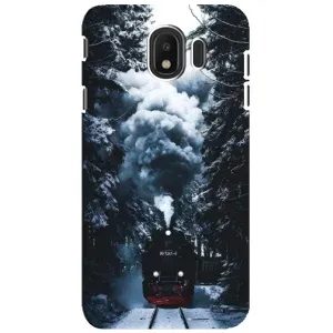 Новогодние, Праздничные Чехлы для Samsung Galaxy J4 2018, SM-J400F - 2024 год (Зимний поезд)