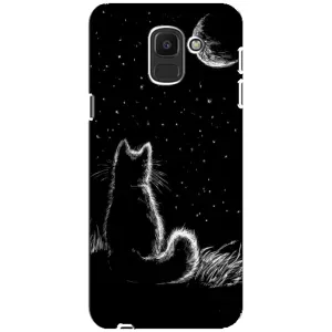 Чохол з принтом для Samsung Galaxy J6 2018, J600F (AlphaPrint) Модні коти (Котик і місяць)