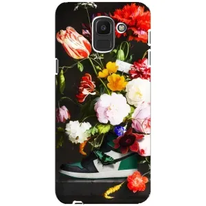 Брендновые Чехлы для Samsung Galaxy J6 2018, J600F - (PREMIUMPrint) (Nike цветы)