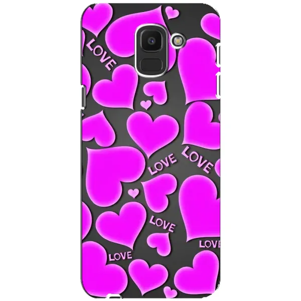 Чехол с принтом «Pink hearts» для Samsung Galaxy J6 2018 (J600F)