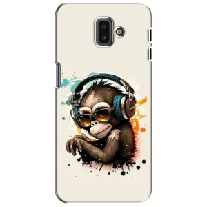 Чехол с Обезьянами Samsung Galaxy J6 Plus, J6 Plus, J610 - (AlphaPrint) (Макака в наушниках)