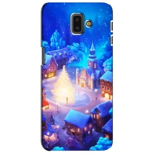 Рождественские Чехлы для Samsung Galaxy J6 Plus, J6 Plus, J610 (VPrint) (Рождественский город)