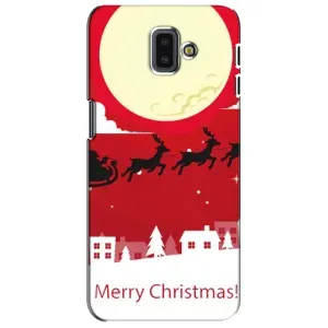 Рождественские Чехлы для Samsung Galaxy J6 Plus, J6 Plus, J610 (VPrint) (Санта с оленями)
