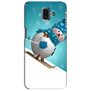 Новогодние Чехлы для Самсунг J6 Плюс, J6+ 2018 (J610) (VPrint) (Снеговик на лыжах)